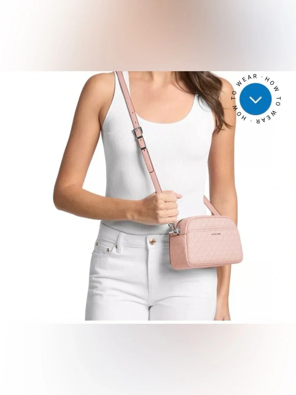MICHAEL Michael Kors Pink “Dusty Rose” Crossbody Bag with Signature MK Print